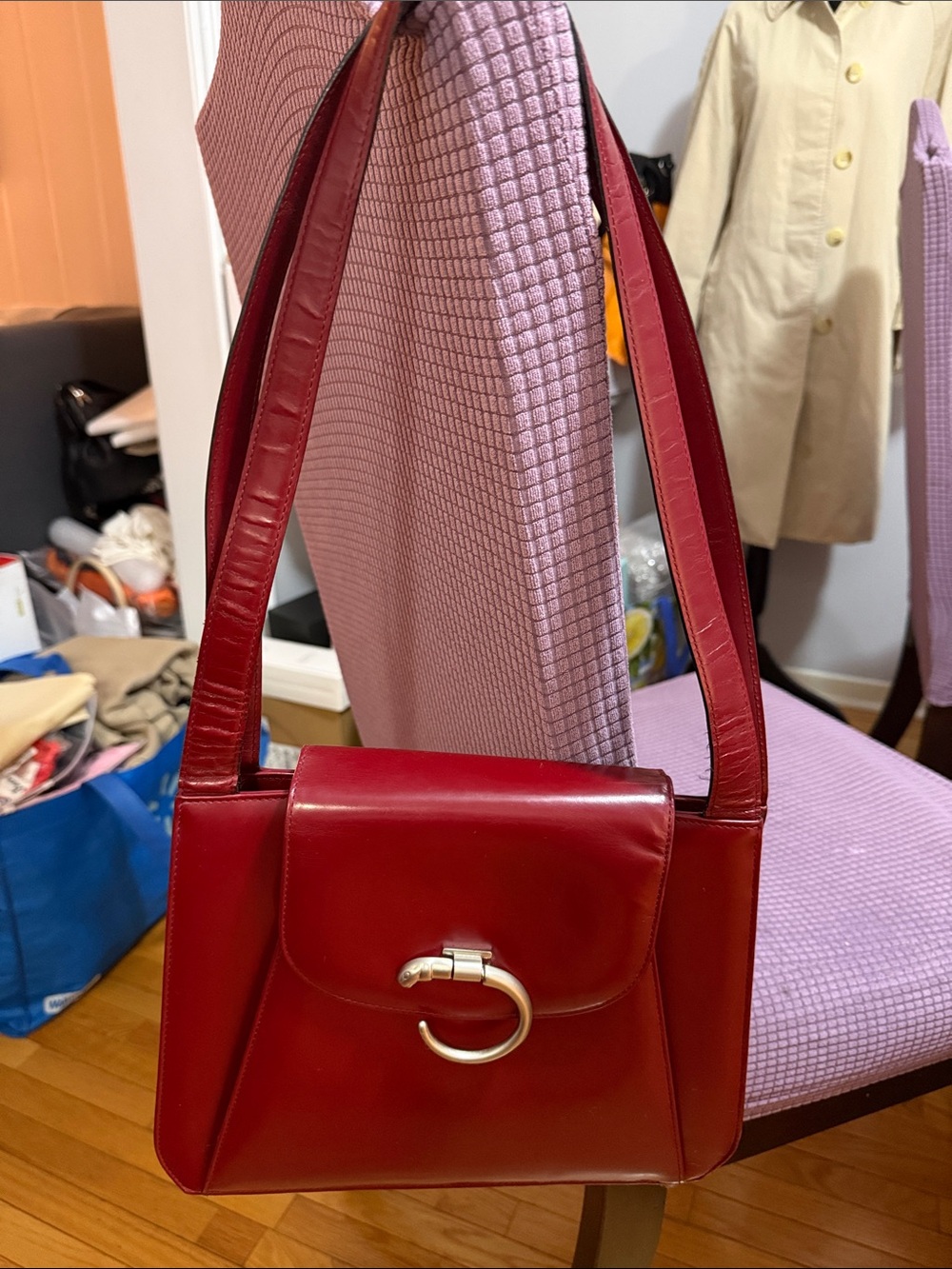Vintage Bordeaux  leather shoulder bag